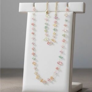 18k Gold Plated Candy Multicoloured Crystal Stone Beaded Necklace. New.